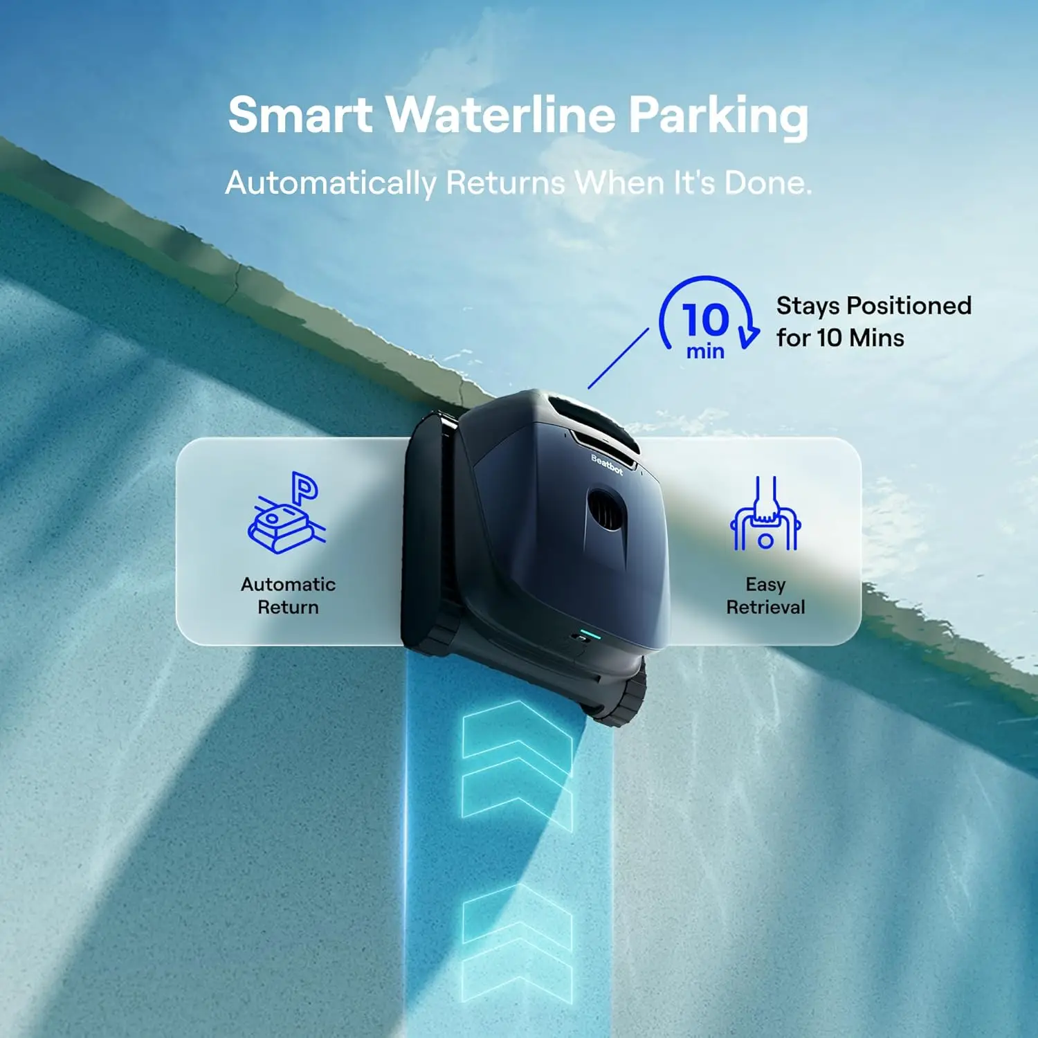 Robô Aspirador de Piscina Sem Fio Beatbot Sora 10, 300 Minutos de Autonomia, Limpador de Fundo/Parede/Linha de Água 6800GPH, para Piscinas Internas/Ao Ar Livre - Image 6