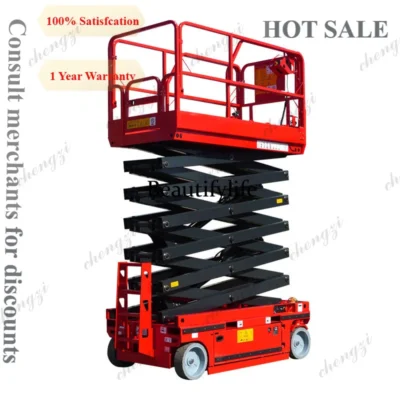 Plataforma elevatória hidráulica autopropelida 81, veículo móvel para trabalho aéreo, mesa elevatória elétrica tipo tesoura, elevador totalmente autopropelido.