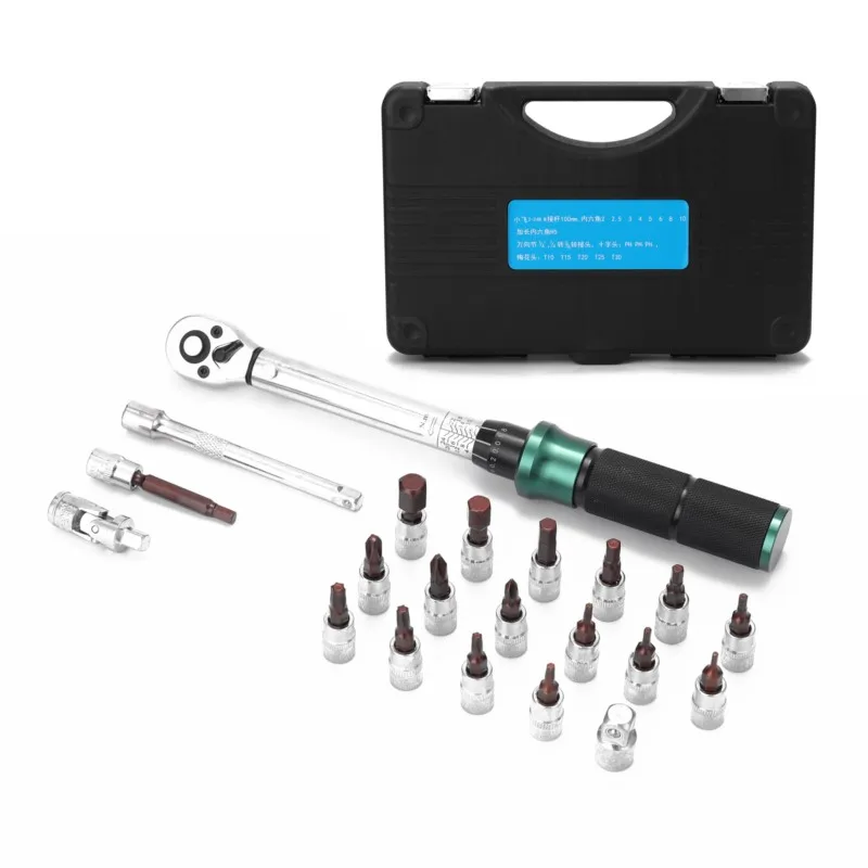 Juego de llaves dinamométricas de doble escala con tracción de 1/4 pulgadas, 2-24N.m, llave de tubo para bicicleta de montaña, Kit de caja de herramientas de reparación de trinquete para motocicleta y bicicleta - Image 2