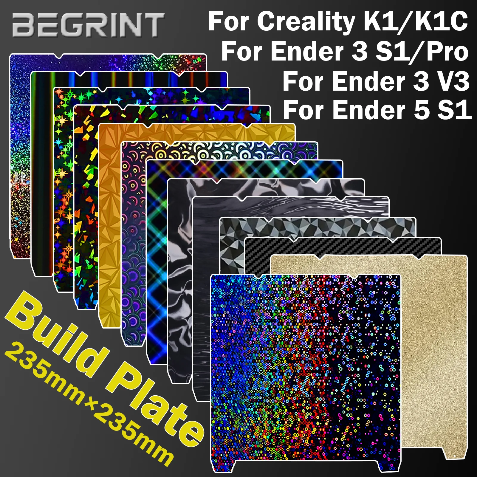 Para creality k1 placa de construção k1c cama ender 3 v3 se ender 3 s1 pro placa ender 5 s1 h1h peo pey pei folha 235x235mm placa de construção