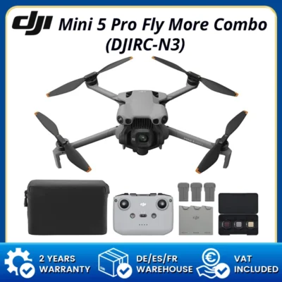 Nouveau Drone DJI Mini 5 Pro Original 2025 – Pack Fly More Amélioré avec ActiveTrack 360 ° Capteur CMOS 1 pouce, ouverture 1:8, capteur de mini-caméra pour drone