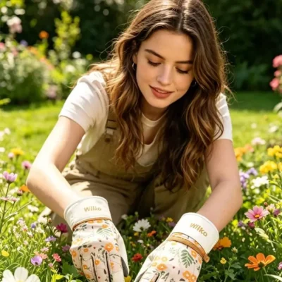 Luvas de Jardinagem com Estampa Floral VILICO, Com Tela Sensível ao Toque, Alça Ajustável no Pulso, Antiderrapantes, Luvas Macias para Trabalho no Jardim para Mulheres