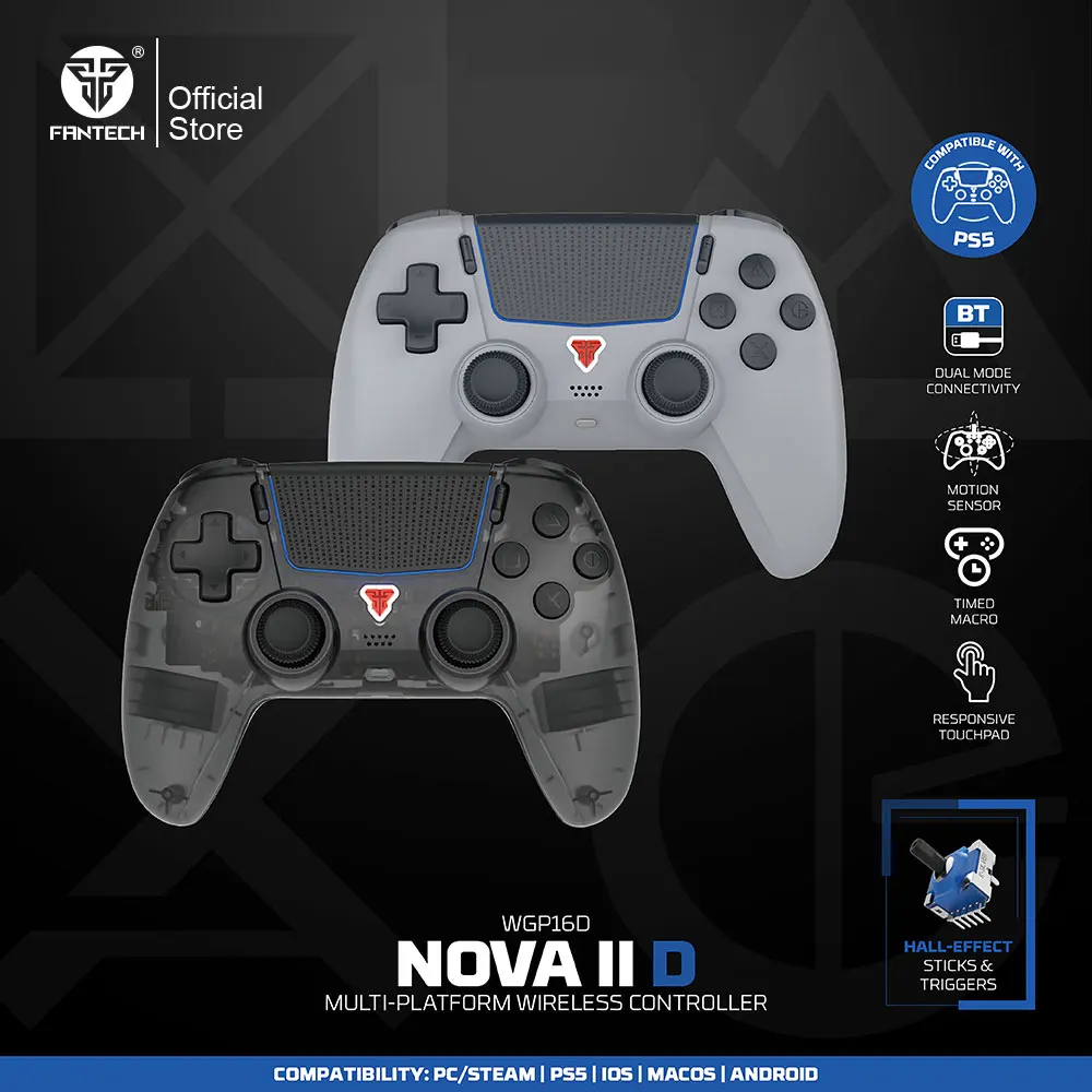 FANTECH NOVA IID WGP16D Wireless Game Controller for PS5 Hall Joystick and Trigger Built-in Gyro Sensor BT5.3 and Wired Gamepad
