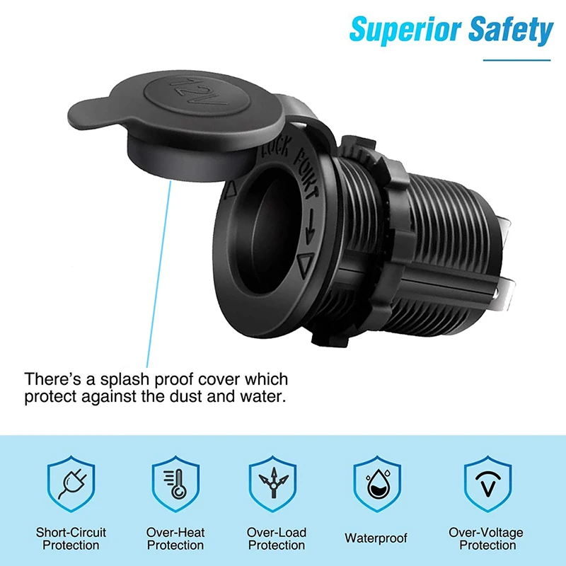 12v/24v tomada de isqueiro do carro à prova dwaterproof água marinho atv rv isqueiro tomada fonte alimentação soquete adaptador tomada - Image 3