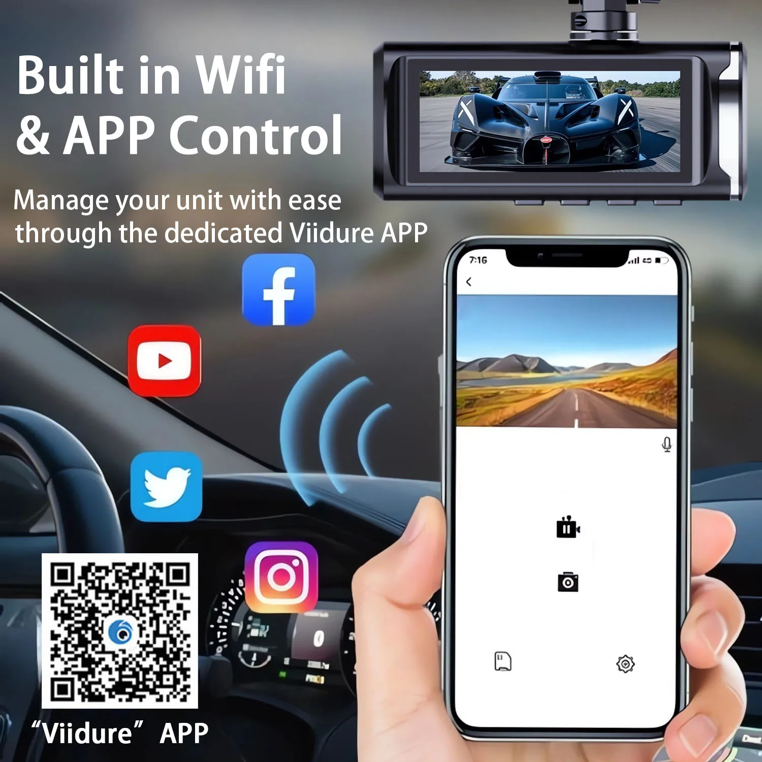 Uhd 4k 2160p ai driver assistência traço cam lente dupla adas wifi gps mini carro dvr 2.5k câmera traseira gravador de unidade de vídeo dashcam - Image 5