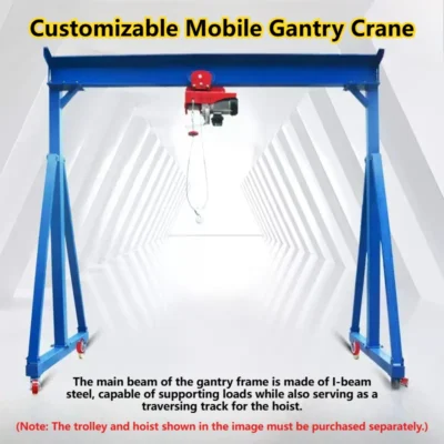 Grue portique mobile portable 1, 2, 3 tonnes, chariot à roues pour déplacement sur plancher, équipement de levage d'atelier, cadre de palan