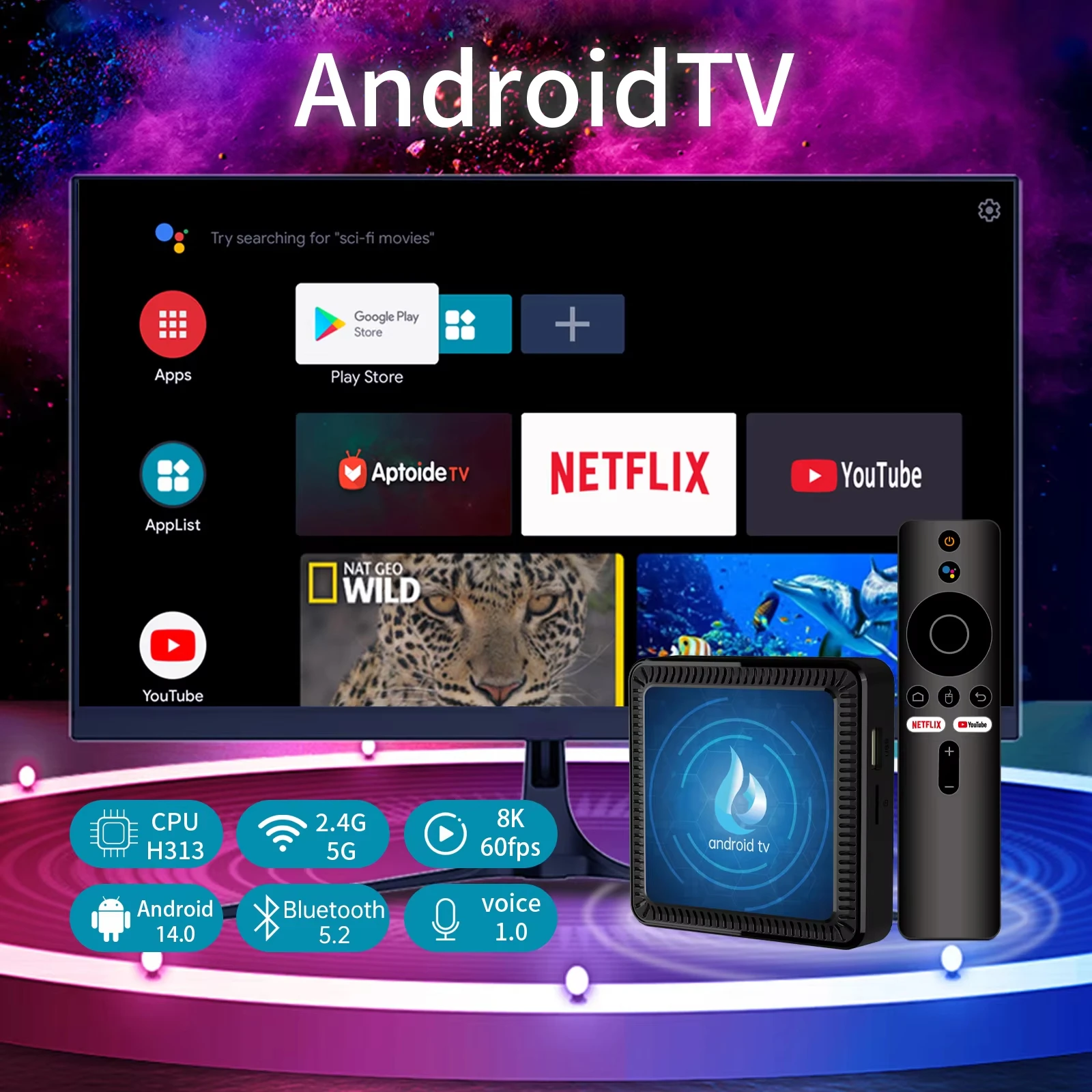 Q17 Smart TV Box Android 16 Bluetooth 6.0 Allwinner H313 Quad Core 8K Ultra HD 8GB+256GB Google Netflix Media Player Set Top Box - Image 5