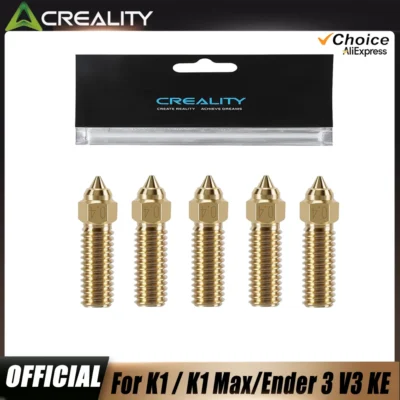 Kit de Bicos de Latão Creality Oficial Ender 3 V3 KE, Pacote com 5, Alta Velocidade ​ ​ Kit de Bicos de 0.2mm/0.4mm/0.6mm/0.8mm, para K1/K1 Max/CR-10 SE