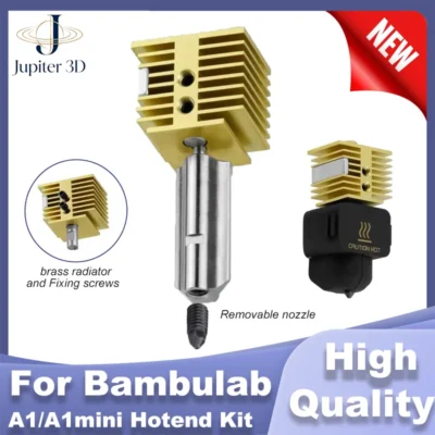 Novo Kit Hotend Atualizado para Bambulab A1/A1 Mini, Bico Removível 0.2/0.4/0.6/0.8mm, Impressão de Alta Velocidade, Dissipador de Calor de Latão para Impressora 3D
