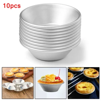 10 pçs reutilizável liga de alumínio ovo tart molde acessórios de cozimento biscoito pudim molde mooncake molde ferramentas de cozimento