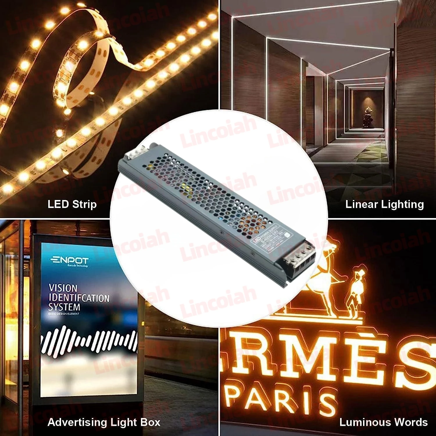 Fonte de alimentação led dc 12v 24v AC190-240V transformadores de iluminação silenciosa 60w 100w 200w 300w 400w adaptador de alimentação de driver de luz led - Image 2