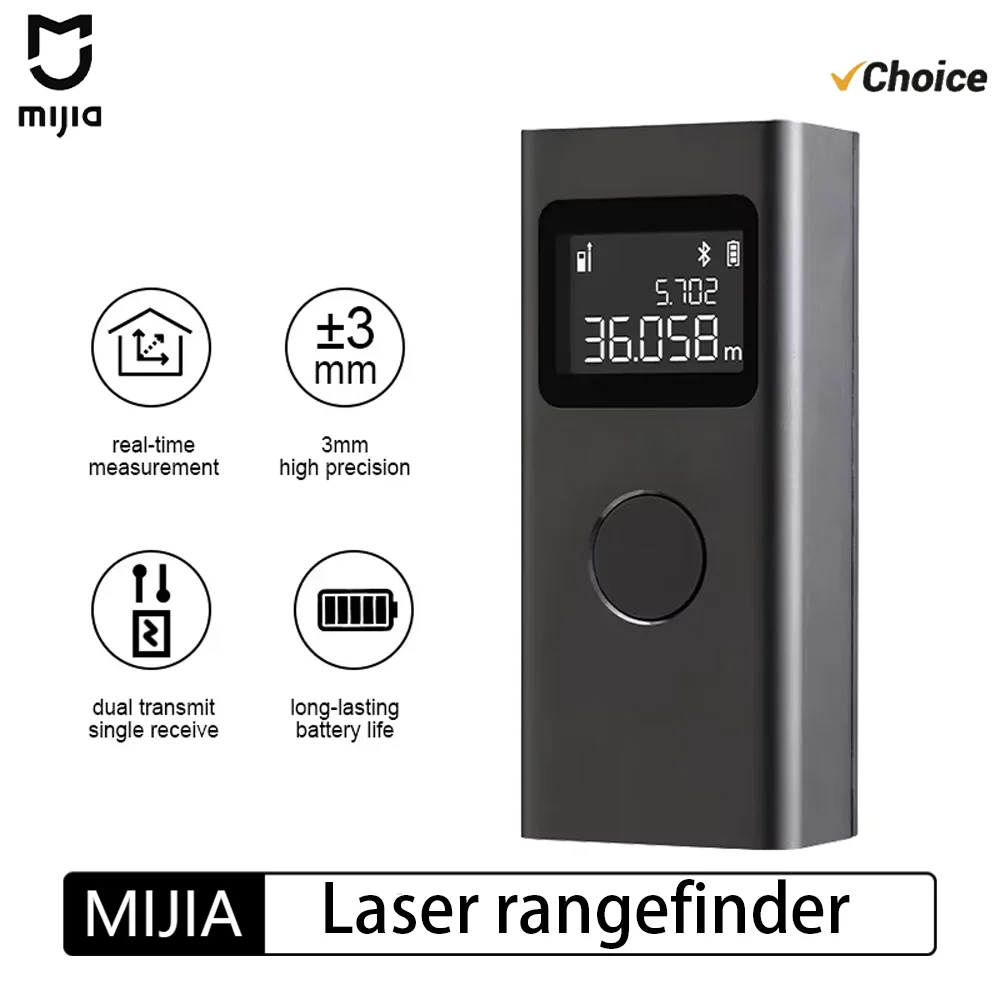 Novo Medidor de Distância a Laser Inteligente MIJIA com Display LCD, Medidor de Distância em Tempo Real, Fita Métrica, Funciona com o APP Mi Home
