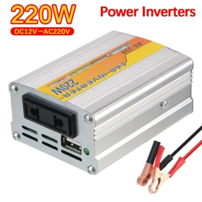 220w inversor de potência montado em carro transformador de tensão usb portátil dc 12v para ac 220v conversão clipe de bateria usb