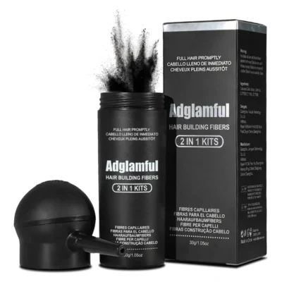 Fibra de construção capilar Adglamful 30g - Design de cabeça de spray, cobertura precisa, espessamento rápido de 5 segundos para áreas esparsos e estilo
