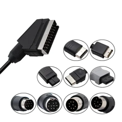 1.8m RGB Scart Cable For PS2/PS1/PS3/SEGA Mega Drive1/MD2/DC Dreamcast/Saturn/XBOX/XBOX 360 Retro Video Game Consoels