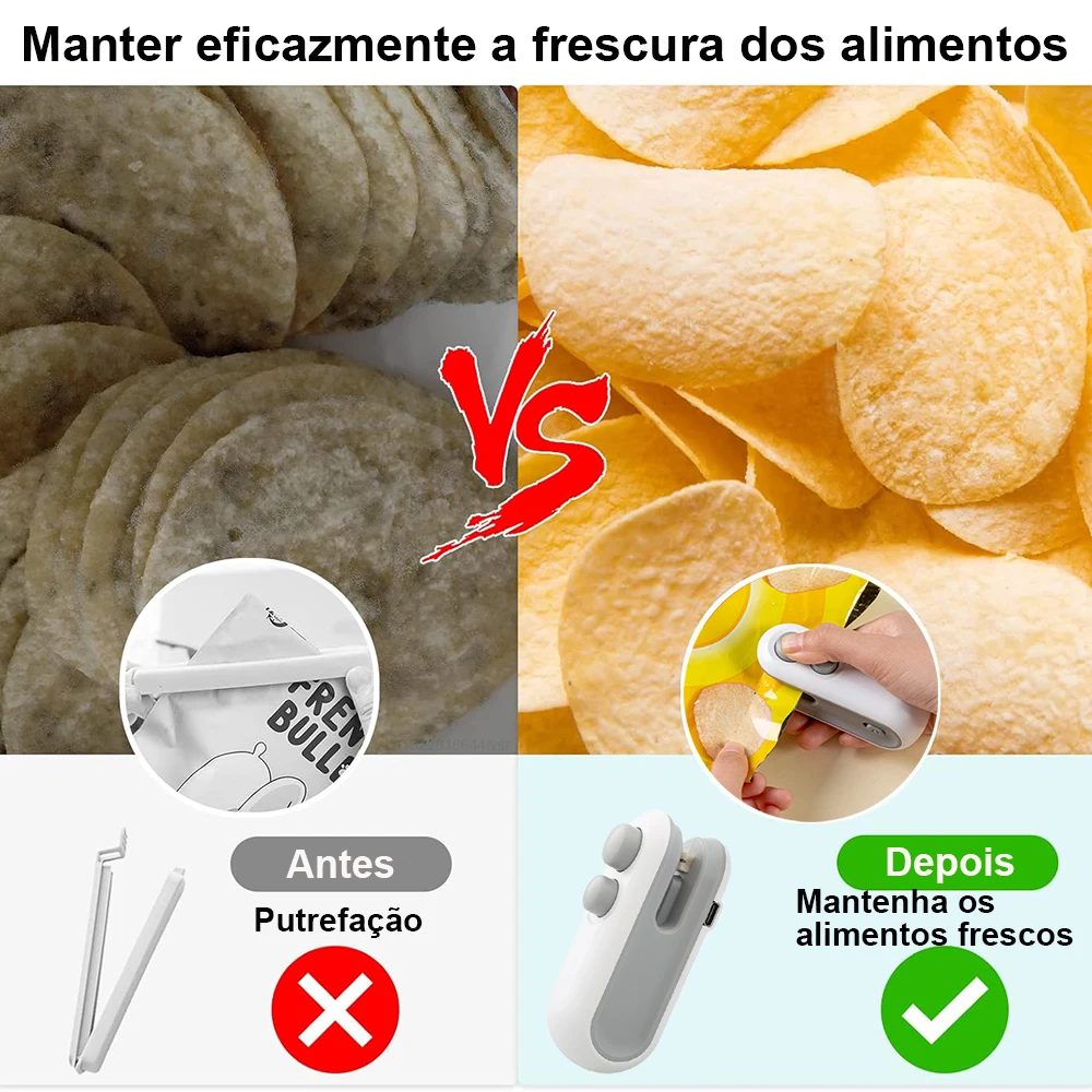 Mini Máquina De Selagem De Saco De Calor Aferidor De Embalagem Aferidor De Alimentos De Plástico Saco de clipe Selador de mão Embalagem de alimentos - Image 8