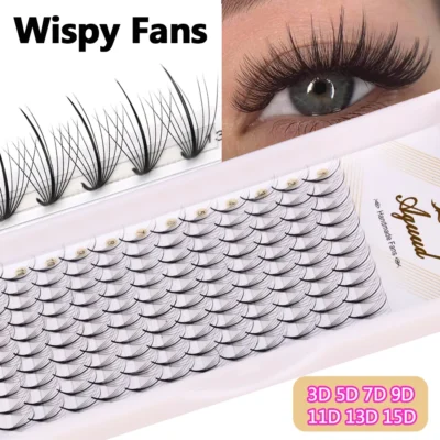 AGUUD Wispy Fans Rússia Volume Extensão de cílios Base pontiaguda Pré-fabricada 3D 5D 7D 9D Híbrido Ventilador Sanduíche Falso Mink Spike Lash Cluste
