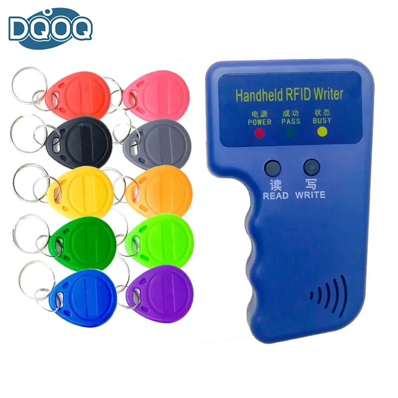 Handheld 125KHz EM4100 TK4100 RFID Copier Writer Duplicator Programmer Reader + 5pcs EM4305 T5577 Rewritable ID Keyfobs Tags - Image 2