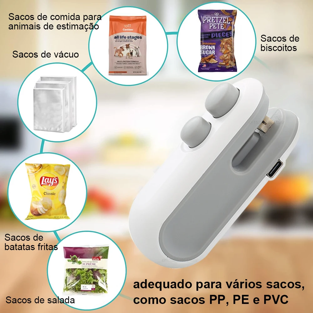 Mini Máquina De Selagem De Saco De Calor Aferidor De Embalagem Aferidor De Alimentos De Plástico Saco de clipe Selador de mão Embalagem de alimentos - Image 2