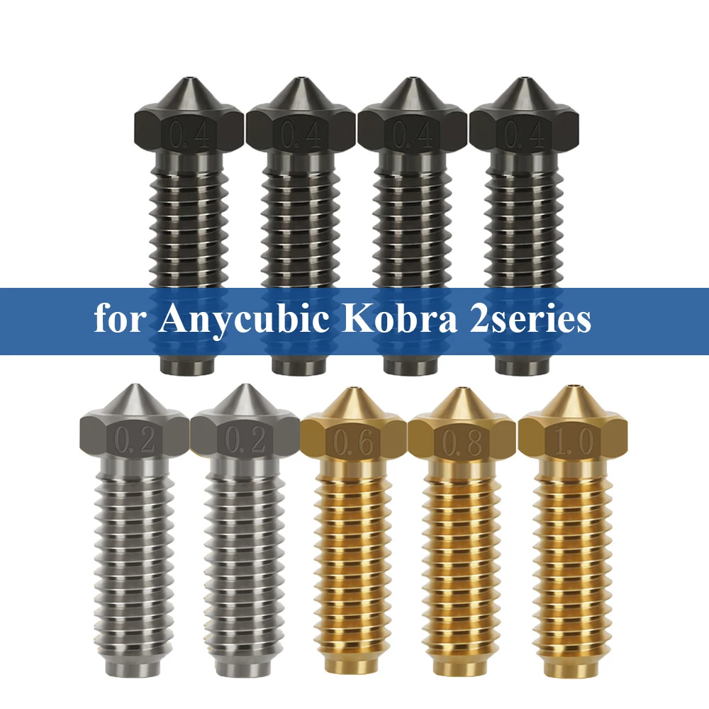 Bico de latão 1.75mm, aço endurecido para impressora ANYCUBIC Kobra 2/2 Pro/2 Plus/2 Max/Neo, peças de extremidade quente, bico de 0.2/0.4/0.6/0.8mm