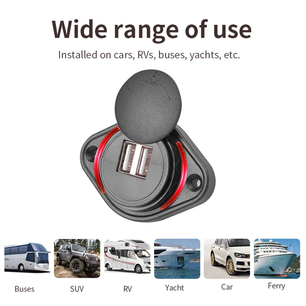 Carregador usb duplo 12-24v 3.1a, adaptador de tomada de energia para carro, carregamento de telefone para moto, carro, barco, atv, utv, campista, caravanas - Image 5
