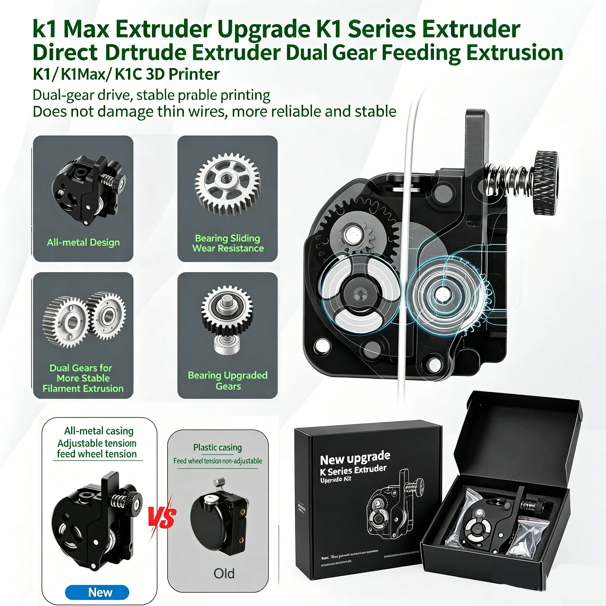 Atualização do Extrusor K1 Max, Extrusor da Série K1, Extrusor de Acionamento Direto, Alimentação por Engrenagem Dupla, Impressora 3D K1c/K1 Max! !!!!!! !!!11