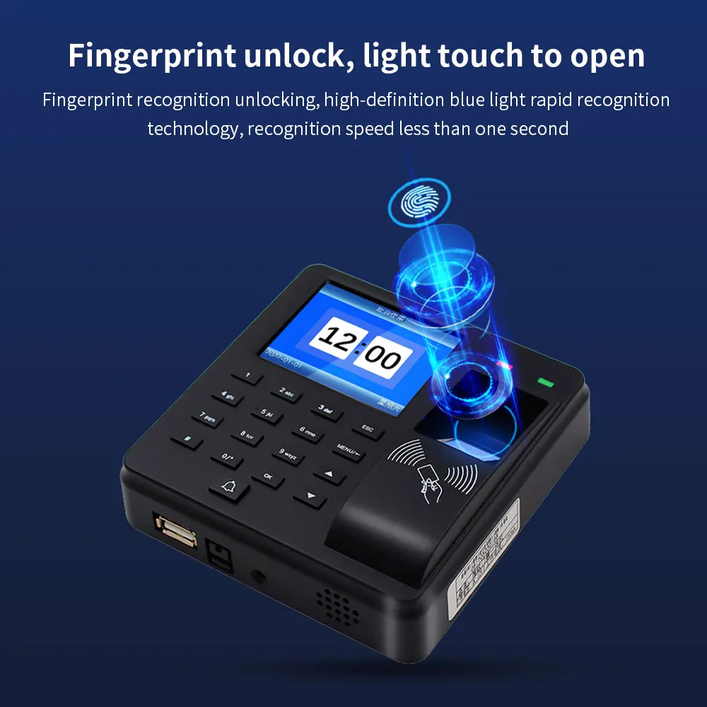 Biometric Fingerprint Access Control Intercom Time Attendance Machine Digital Electric RFID Code System For Door Lock Keys Tags - Image 3