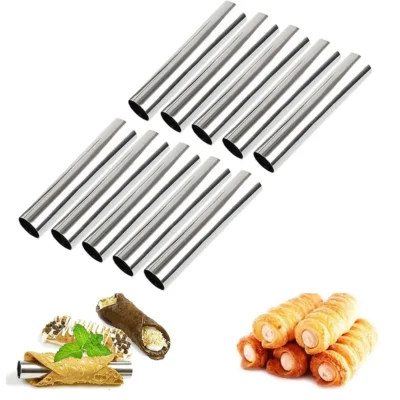 3/5/10 Peças de Aço Inoxidável: Formas para Cornucópia de Creme, Tubos Grandes para Cannoli, Formas para Croissant, Cones e Rolos de Massa - Utensílios de Confeitaria