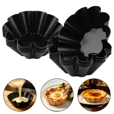 Forma de tarte em formato de flor antiaderente, molde de aço carbono reutilizável para tarteletes, molde grande para tarteletes de ovo, alta qualidade, molde para mooncake