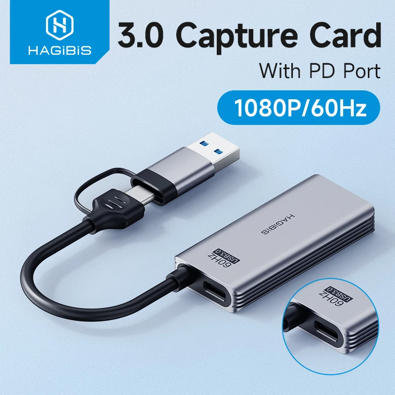 Hagibis placa de captura de vídeo usb 3.0 com 100w pd para meta quest 3 ipad hdmi para usb/tipo-c jogos streaming ao vivo gravador de vídeo