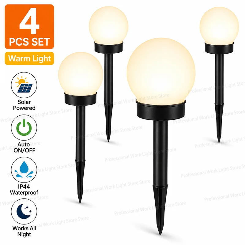 Conjunto de 4 Luzes LED Solares para Jardim, Luz Solar Externa à Prova d'Água para Decoração de Jardim, Quintal, Gramado e Lâmpada de Chão