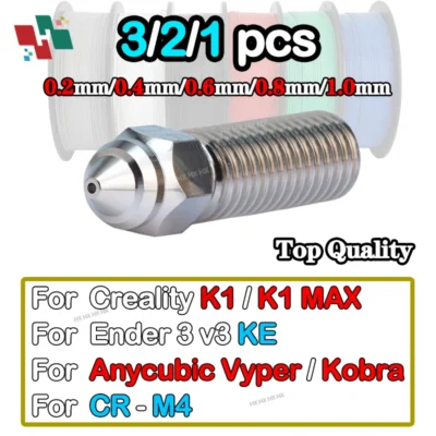 Cobre chapeado bronze e bocal de aço endurecido para a impressora 3d, para o creality ender 3 v3 ke/k1/k1 max cr-m4, 1 a 3pcs