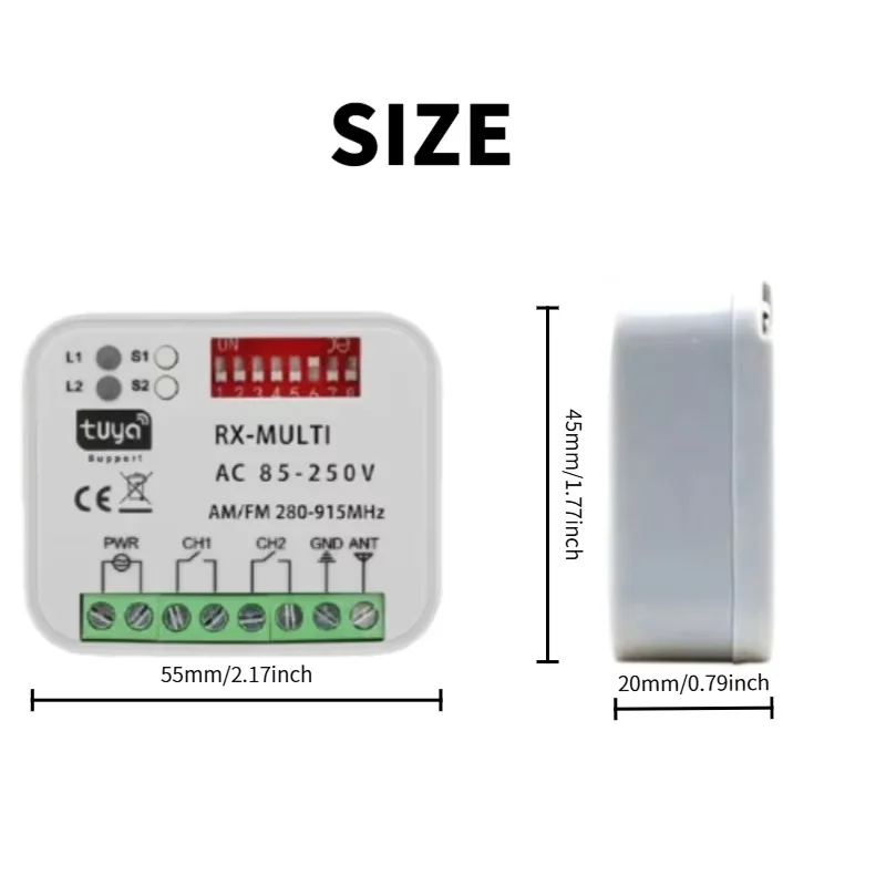 RX MULTI Tuya 300-868MHz WiFi Smart Switch Module 2-Channel 433MHz 868MHz Garage Door Remote Control Receiver Opener Transmitter - Image 3