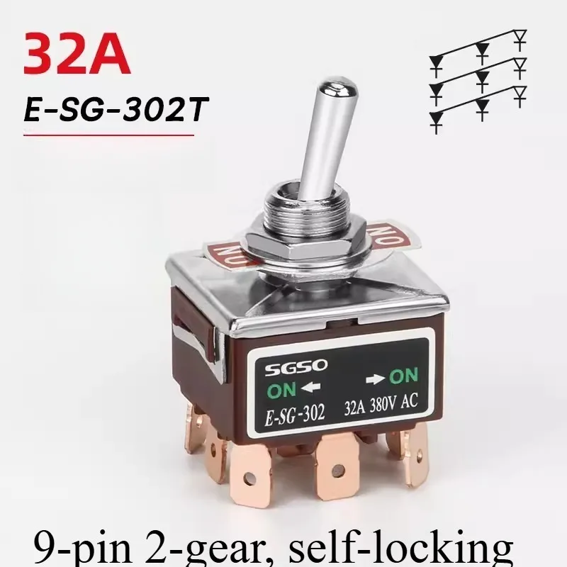 Chave Seletora de Alavanca 1021T/402T/1221T para Soldagem, Tipo Rocker de Perna Reta 1322T/1321/6, Chave Seletora de Potência de 3 Posições/2 Posições, 32A 250V AC - Image 5