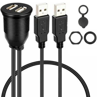 1m painel do carro montagem embutida painel usb cabo de extensão adaptador soquete porta dupla usb2.0 soquete