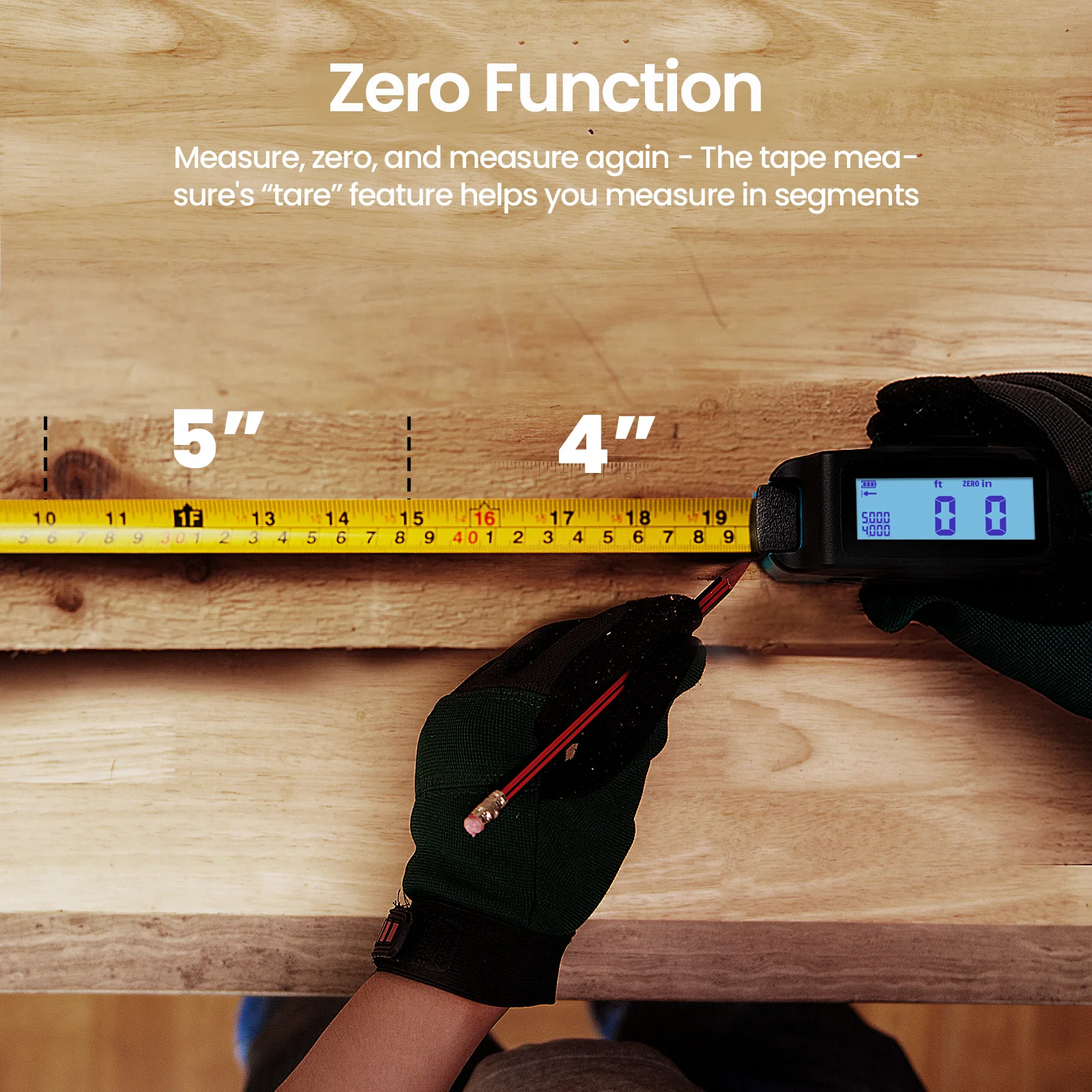 MiLESEEY 2-in-1Digital Reading Tape measure DT20 5m Rechargeable Measurement Tool, for Distance/Area/Volume - Image 4