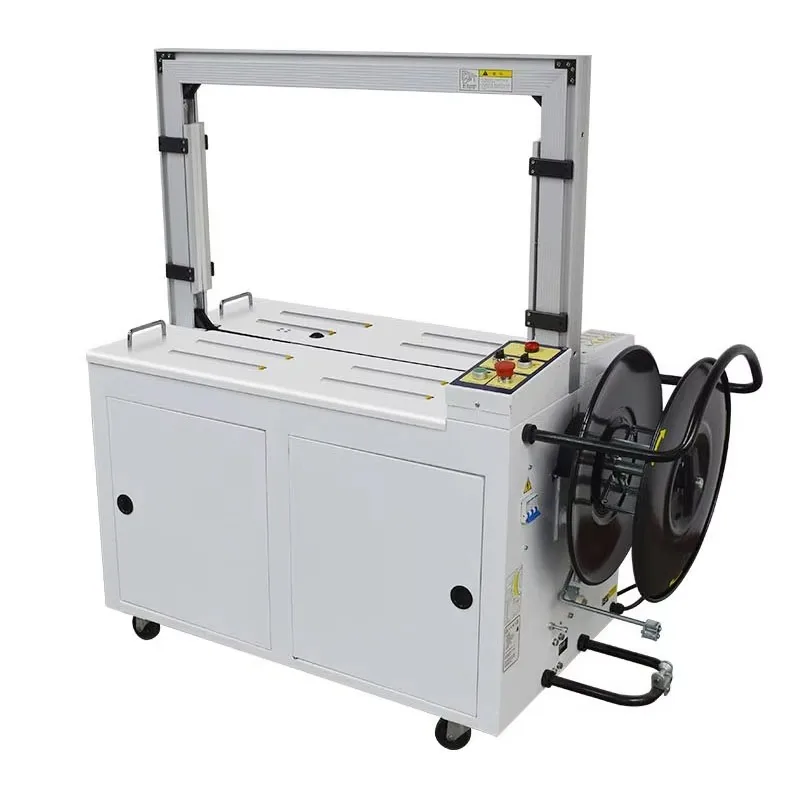 Automatic Carton Box Strapping Machine With Live Roller Table Factory Packaging Equipment High Efficiency Industrial Packaging