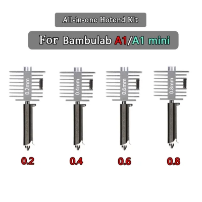 Upgraded Hotend Kit For Bamb Lab A1/A1 Mini Fast Speed Hot End Assembly 0.2/0.4/0.6/0.8mm Hardened Steel Nozzle 3D Printer Part