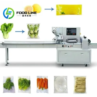 Automatic Horizontal Pillow Packaging Machine Versatile Food Wrapping Equipment For Vegetable Bread Cake And Snack Packing