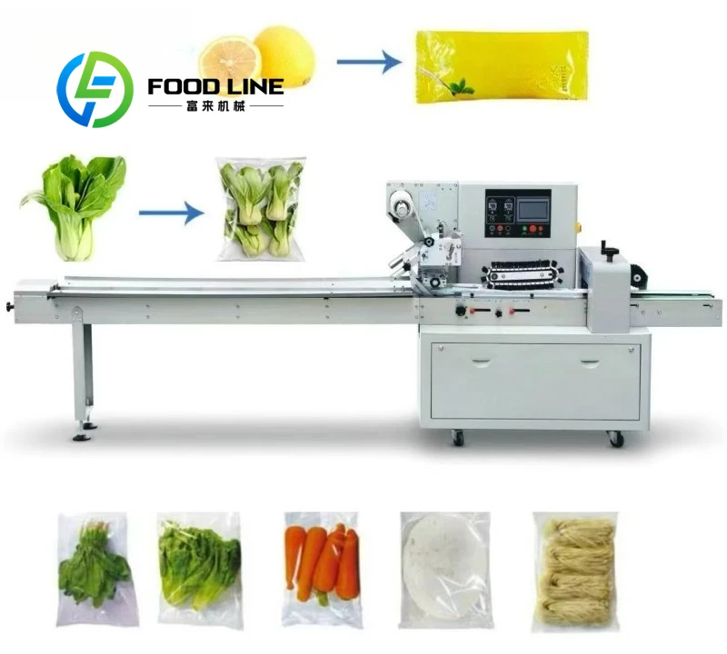 Automatic Horizontal Pillow Packaging Machine Versatile Food Wrapping Equipment For Vegetable Bread Cake And Snack Packing