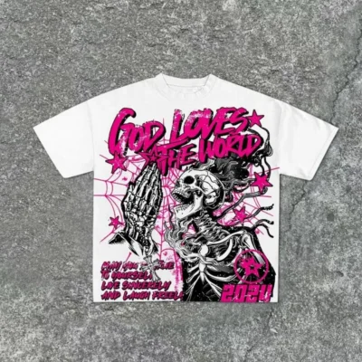 Summer men's fashion style skull print comfortable and breathable with round neck T-shirt outdoor warning top