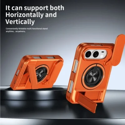For Magsafe Magnetic Ring Holder Stand Dual Layer Phone Case For Apple iPhone Duo 18 Fold Lens Protect Hard Shockproof Cover