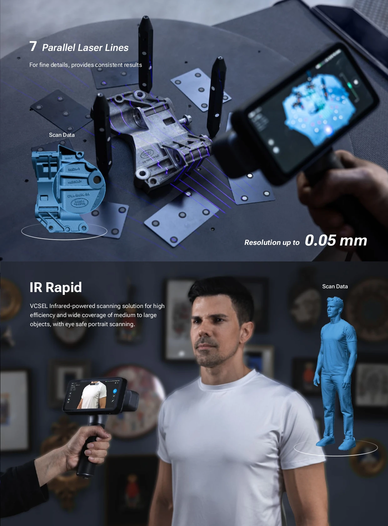 Scanner 3D Portátil Desmontável Shining EinScan Rigil: Sistema de Digitalização Completo com Rastreamento Dinâmico para Metrologia - Image 2