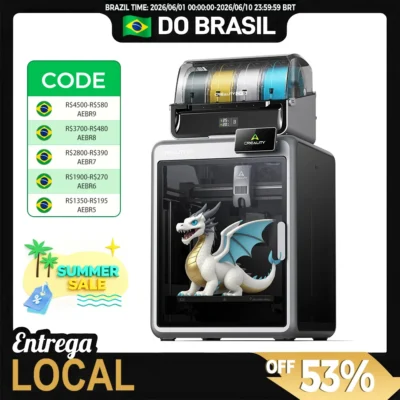 【Do Brasil】NOVA Impressora 3D CREALITY K2 Combo Speedy 600mm/s Câmera AI de Alta Velocidade Motores Servo Stepper FOC 260*260*260 mm com CFS