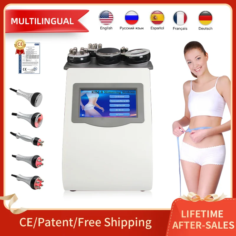 KIM8 5 in 1 Vacuum Liposuction Ultrasonic Cavitation Radio Frequency Slimming Machine Weight Loss Skin Tightening Anti-wrink