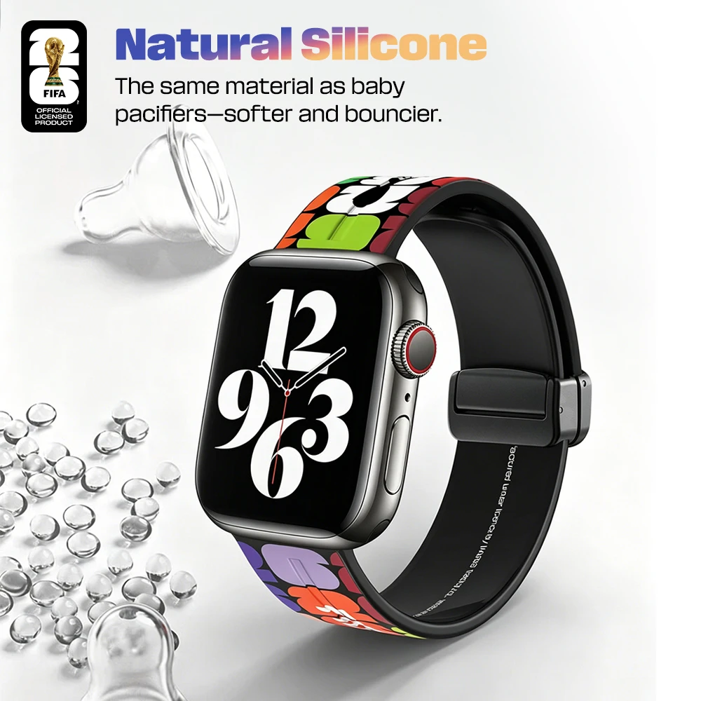 Apple Watch Band FIFA 2026 Official Licensed Magnetic Buckle Soft Silicone Sport Strap, World Cup Commemorative Edition F26W01 - Image 3