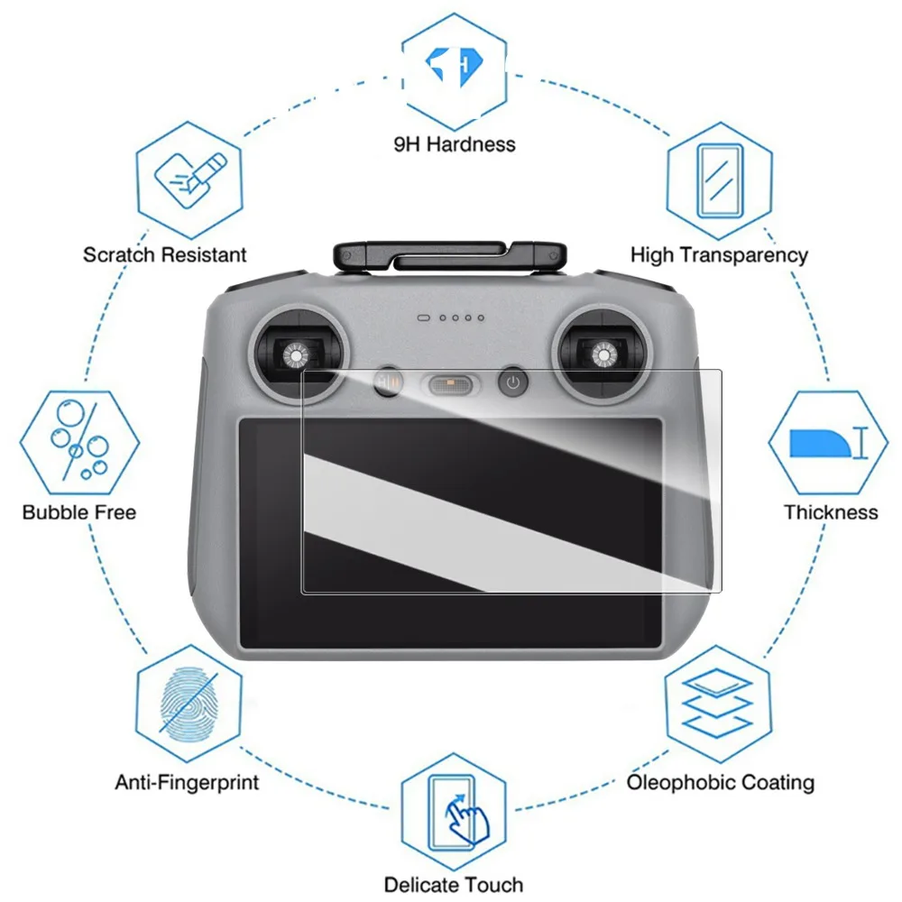 Protecteurs d'écran en verre trempé pour télécommande DJI RC 2/1, Films anti-rayures, Film de protection transparent HD pour DJI RC RC2 - Image 2