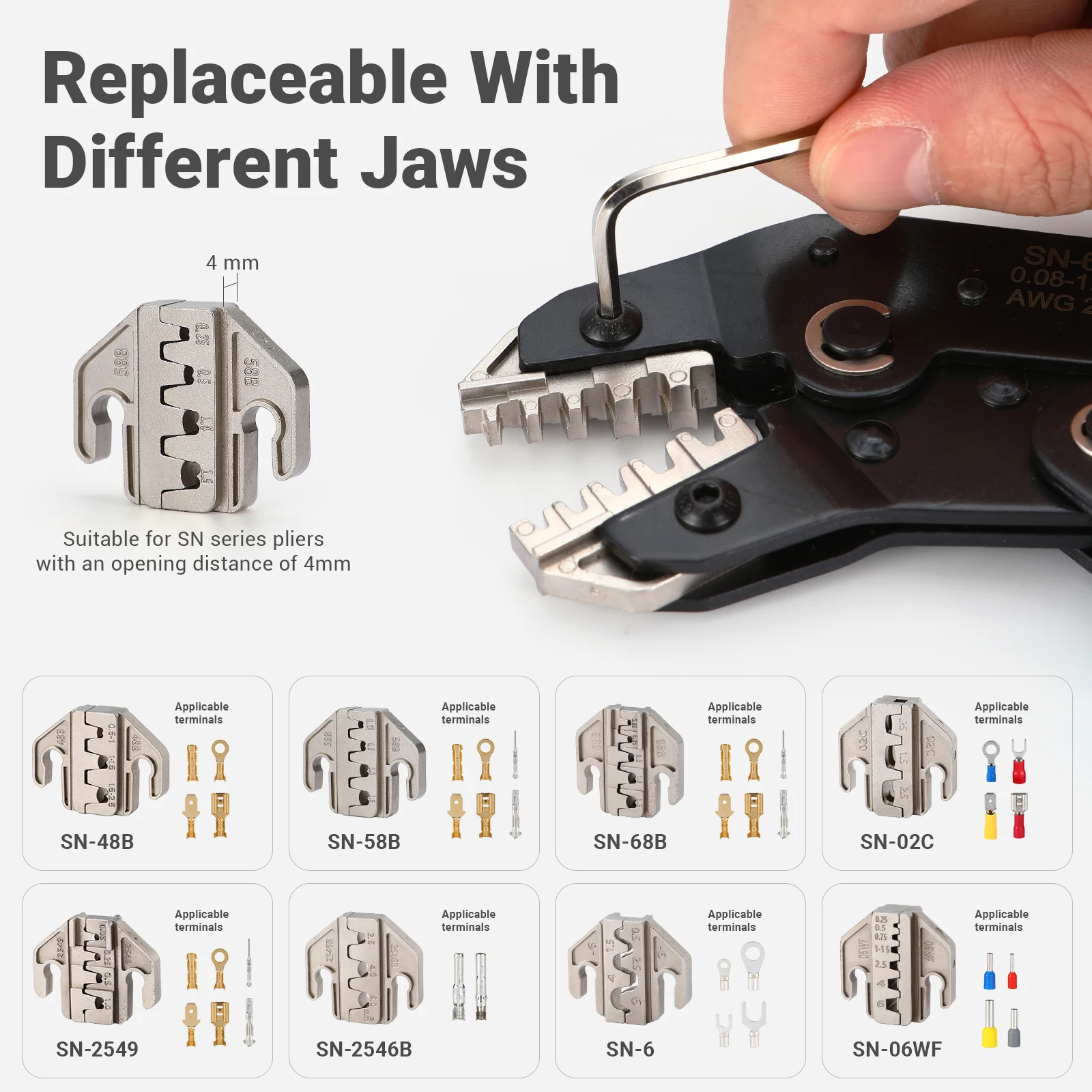 Crimping Pliers for MC4 PV Solar Cable Terminals Solar Photovoltaic Connectors Plier 2.5-6mm² Ratchet Wire Crimper Tool SN-2546B - Image 3