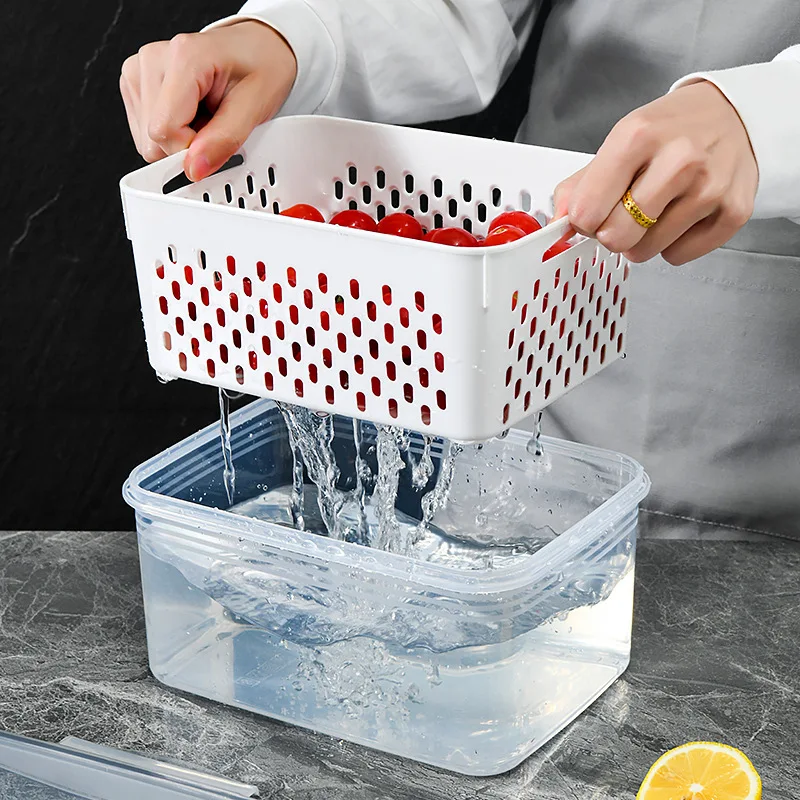 6pcs/set Large Capacity Fruit Storage Containers for Fridge with Removable Colander,Keep Berry Fruit Fresh Longer - Image 3