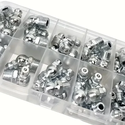 18Pcs M6 M8 M10 Straight & Bent Grease Nipples Set, Universal Straight Elbow Zerk Fittings for Grease Gun